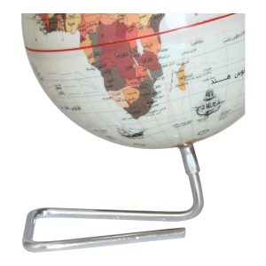 نمای نزدیک پایه حلقه‌ای فلزی کره جغرافیایی آبی 14 سانت