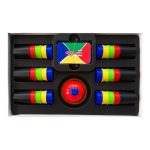 محتویات داخل جعبه دستچین ۶ نفره؛ ۳۰ لیوان رنگی و زنگ