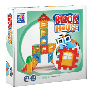 بسته بلوک خانه‌سازی ۸۶ قطعه — نمای جلوی جعبه Block House