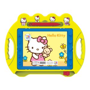تخته جادویی کوچک نشکن — قاب زرد، طرح Hello Kitty، صفحه نقاشی با پاک‌کن کشویی