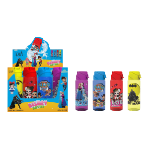 باکس ۱۲ عددی قمقمه رویسا — نمایش رنگ‌ها و طرح‌های کارتونی (نمونه: Frozen، Paw Patrol، LOL، Batman)