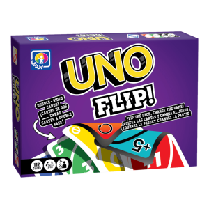 بازی کارتی UNO FLIP بردیا — نمای جلوی جعبه بنفش ۱۱۲ کارتی