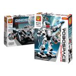 دو جعبه لگو DinoSpace BT825 کنار هم با تصویر ربات فضایی و دایناسور تبدیل‌شونده