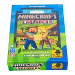 نمای بالا از جعبه بسته بازی Minecraft Explorers با قاب سبز و تصویر کاوشگران ماینکرفت روی کاور